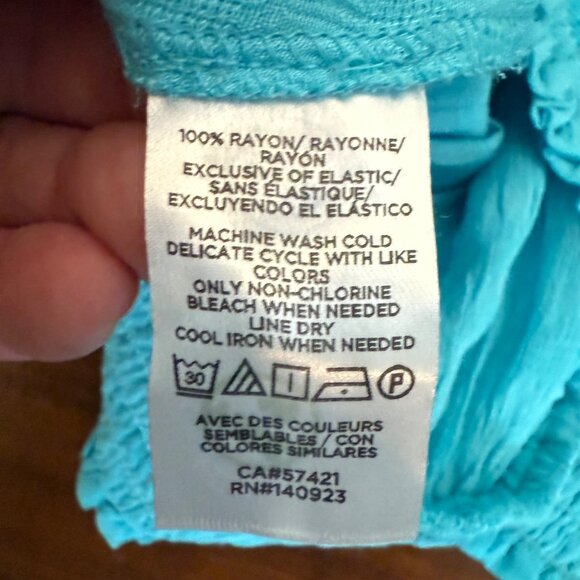 Ann Taylor Women's‎ Sky Blue Off Shoulder Peasant Top Size XL 100% Rayon Beachy - Picture 8 of 10